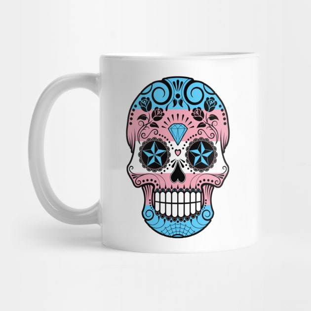 Transgender Pride Sugar Skull with Roses by jeffbartels